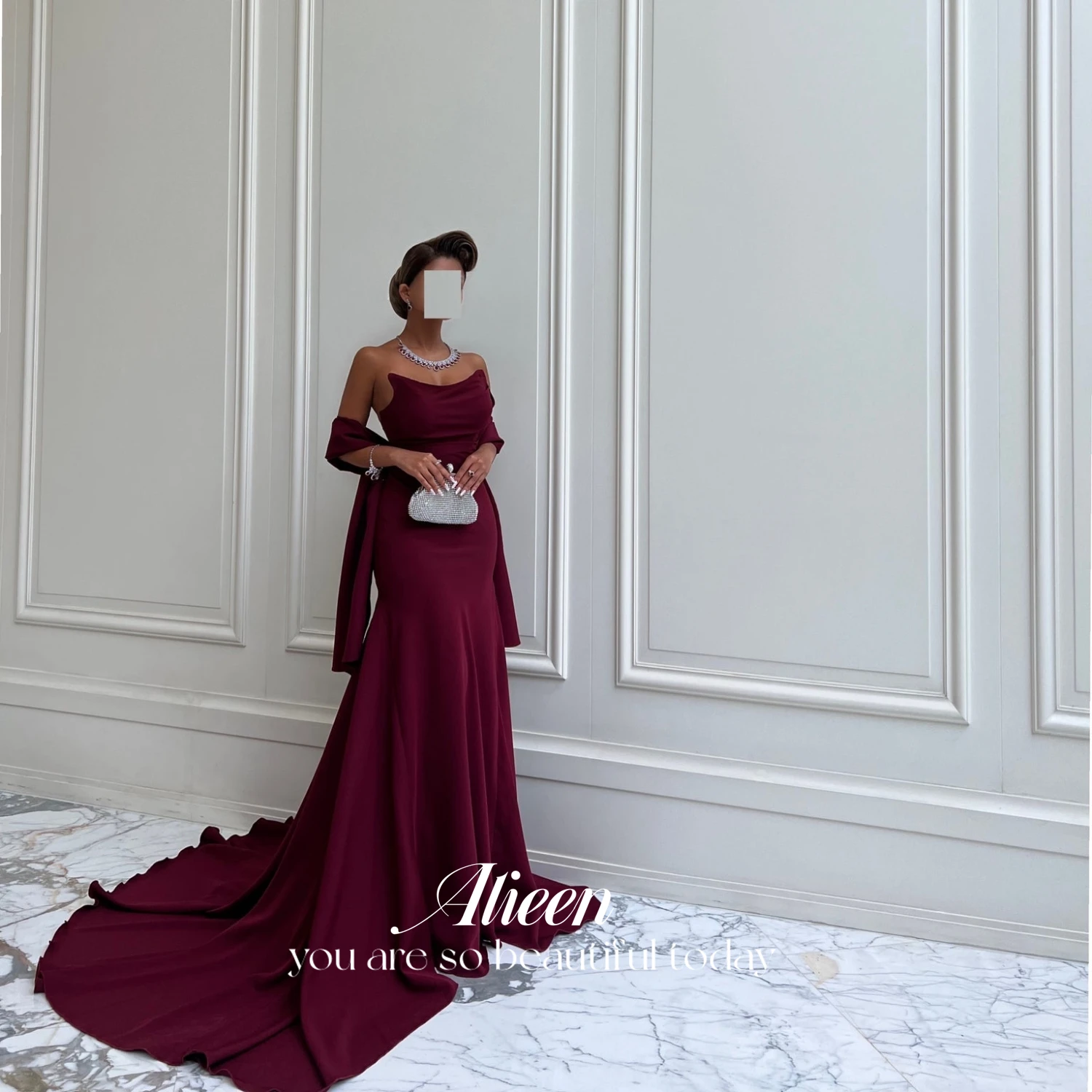 

Aileen Claret Elly Dresses for Prom Reunion Elegant Gown Mermaid Banquet Dress Party Evening Elegant Luxury Celebrity Wedding