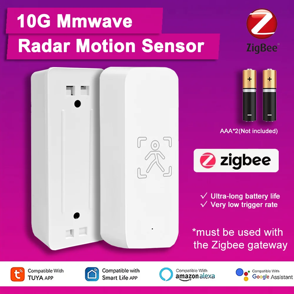 Tuya Zigbee 10GHz MmWave Radar PIR Motion Sensor Smart Life APP Controlled Home Automation Alexa Compatible Motion Detector