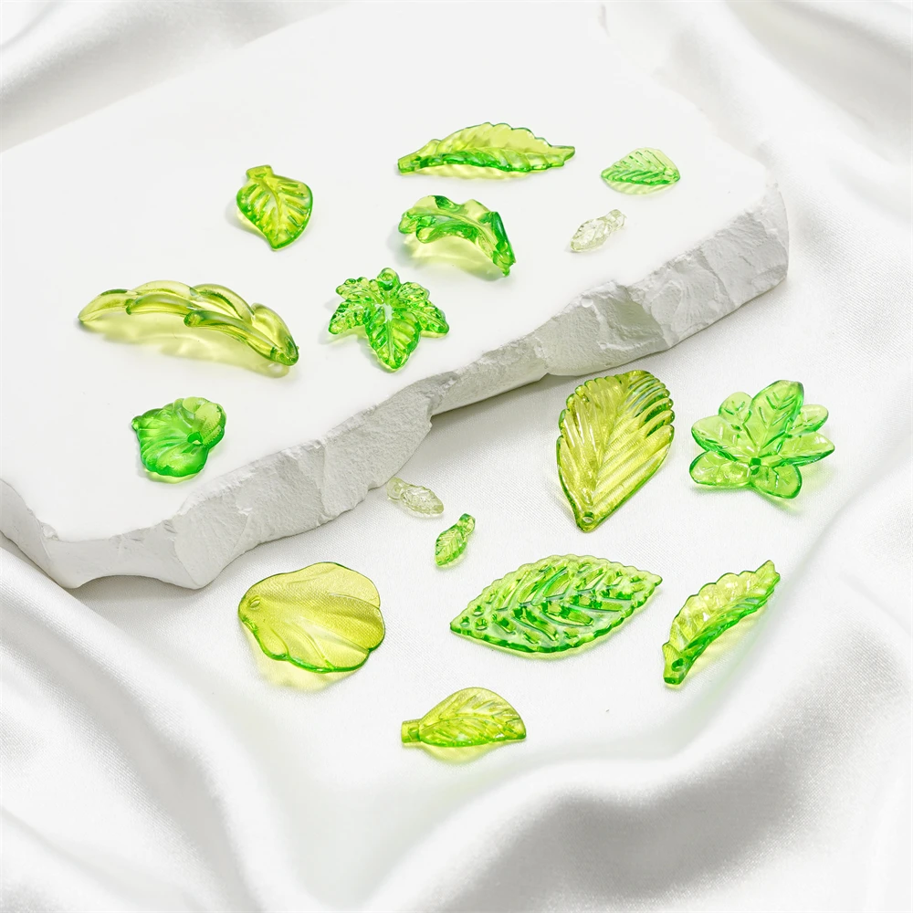 

10-100 шт. зеленые акриловые подвески в виде листьев, бусины, подвески для Diy, ожерелье, браслет, серьги, изготовление ювелирных изделий, поделки ручной работы