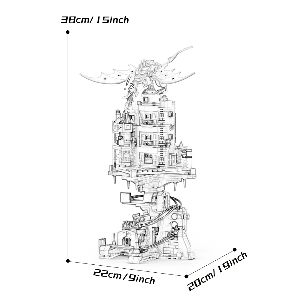 En stock, mundo mágico, Castillo fantasma, arquitectura moc, miniatura de bloques de construcción, vista de calle, juguete para regalo educativo, 1056 Uds., 71043