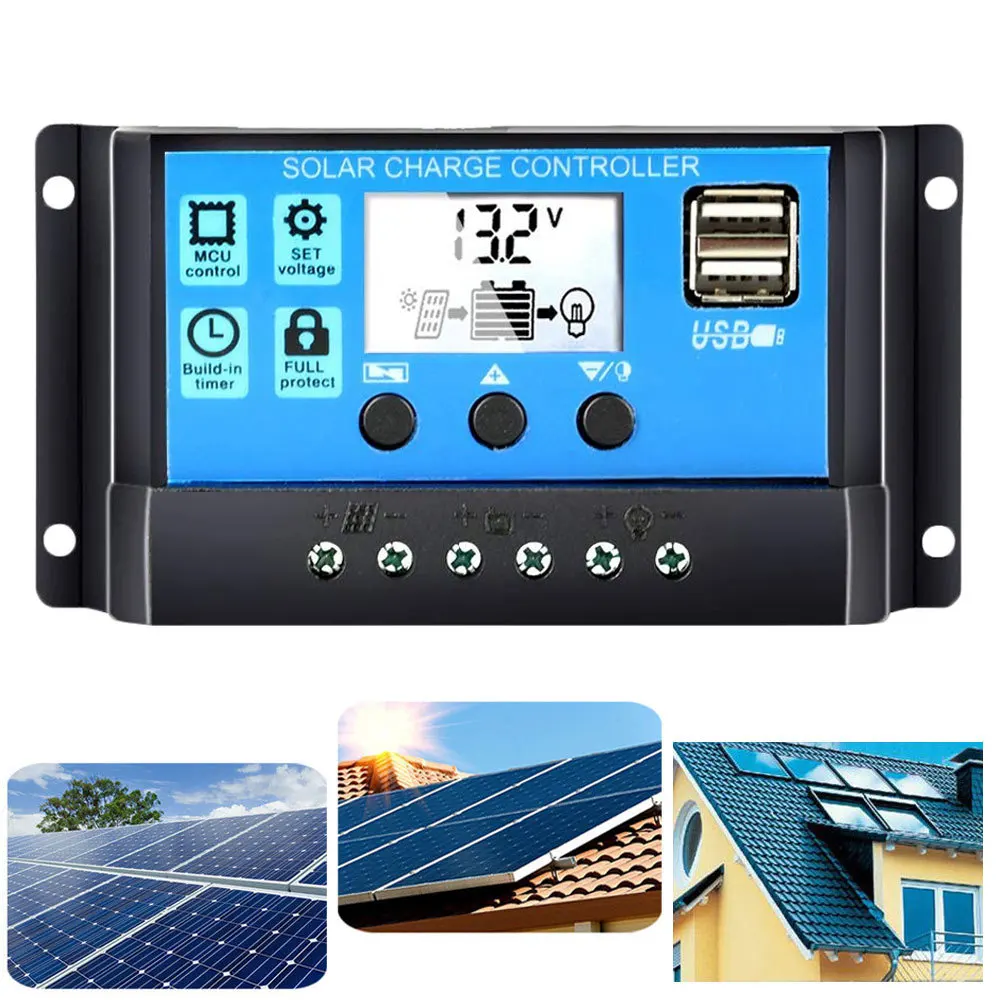 

30a 12V 24V Solar Generator Controller Dual USB 5V 2a Charging LCD Backlight Display Eco Friendly Power Supply