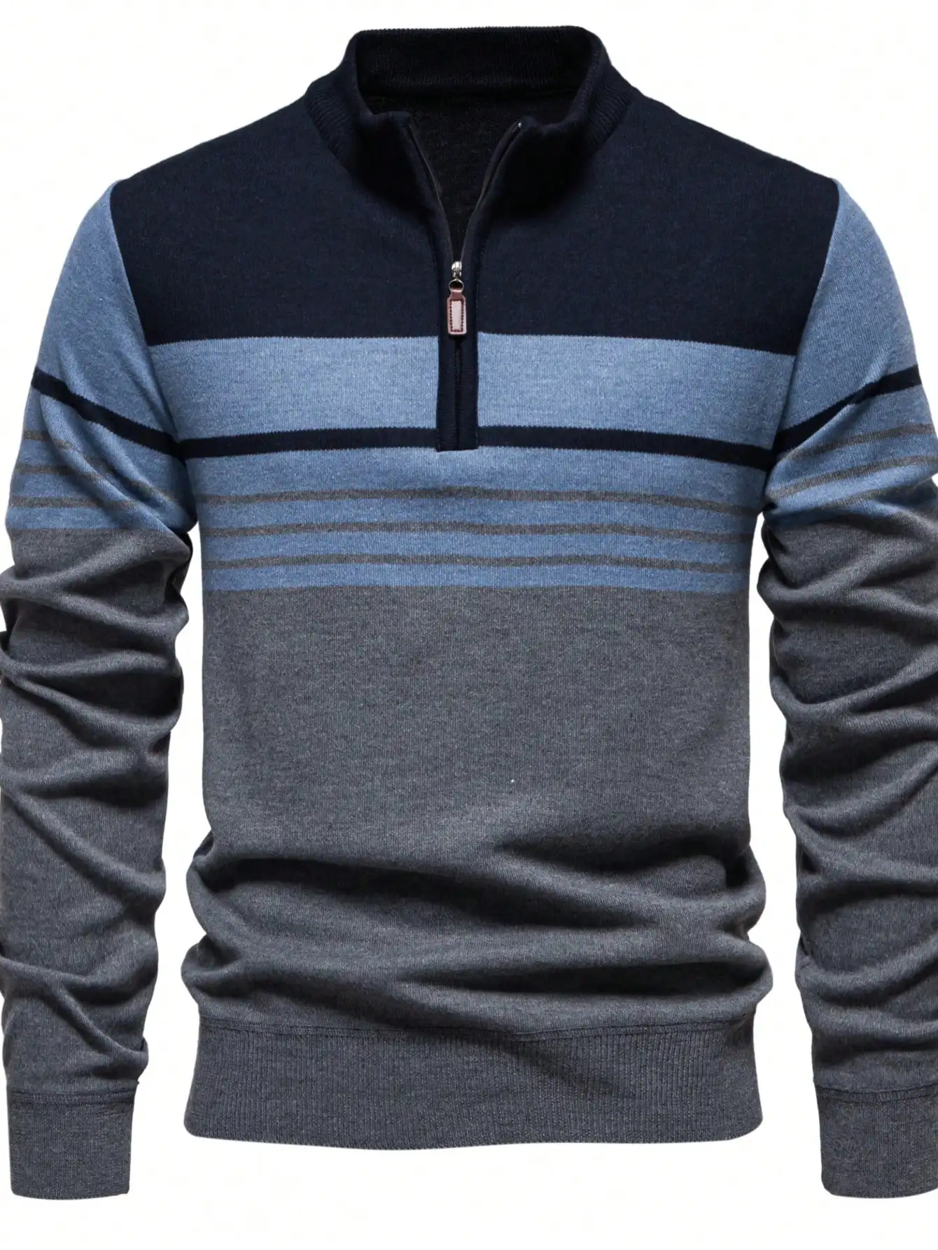 

Men's Colorblock Half-Zip Knit Sweater, Long Sleeve Casual Pullover for Fall