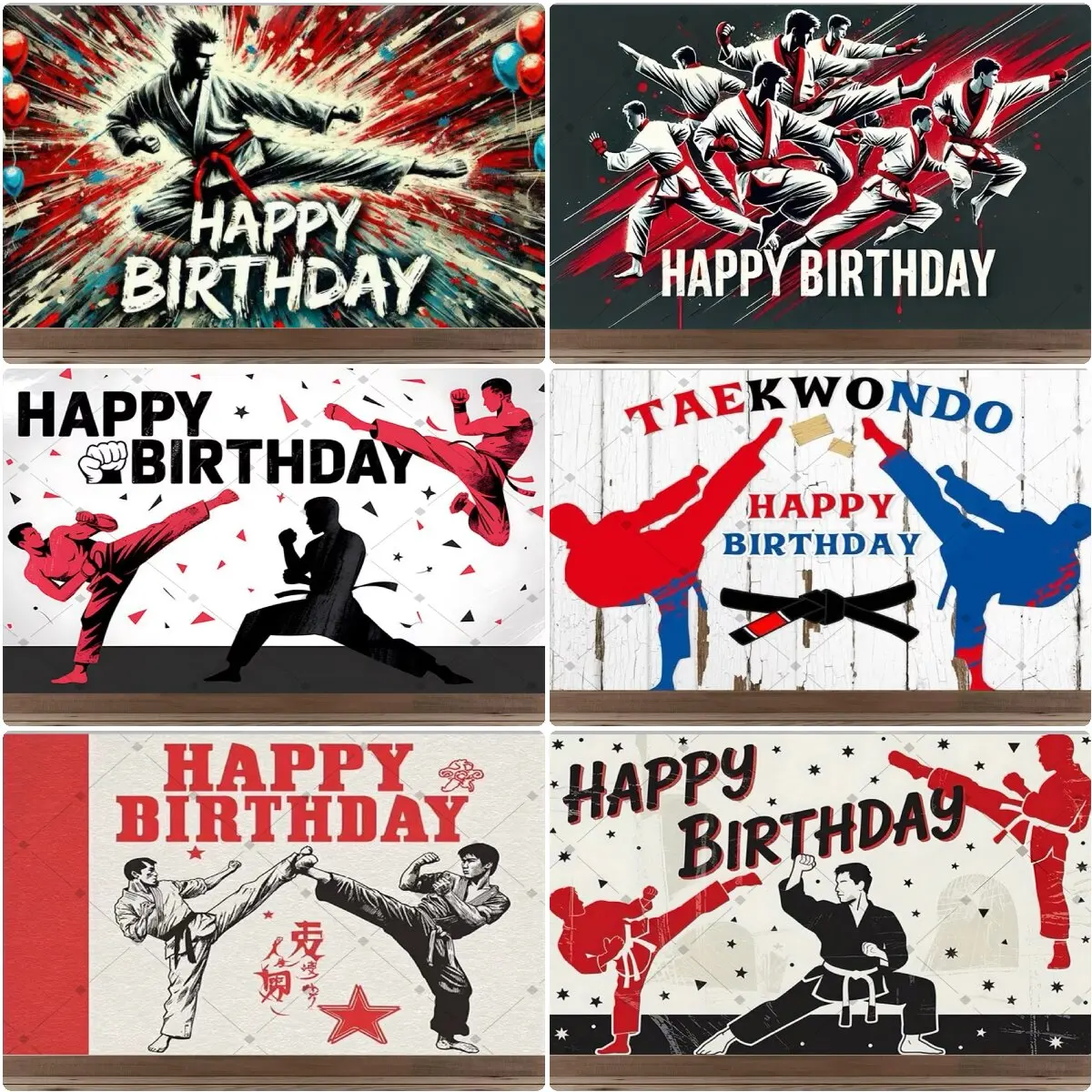 

Karate Martial Arts Birthday Party Decoration Backdrop Taekwondo Karate Kid Theme Party Banner kids Sports Party Supplies Poste