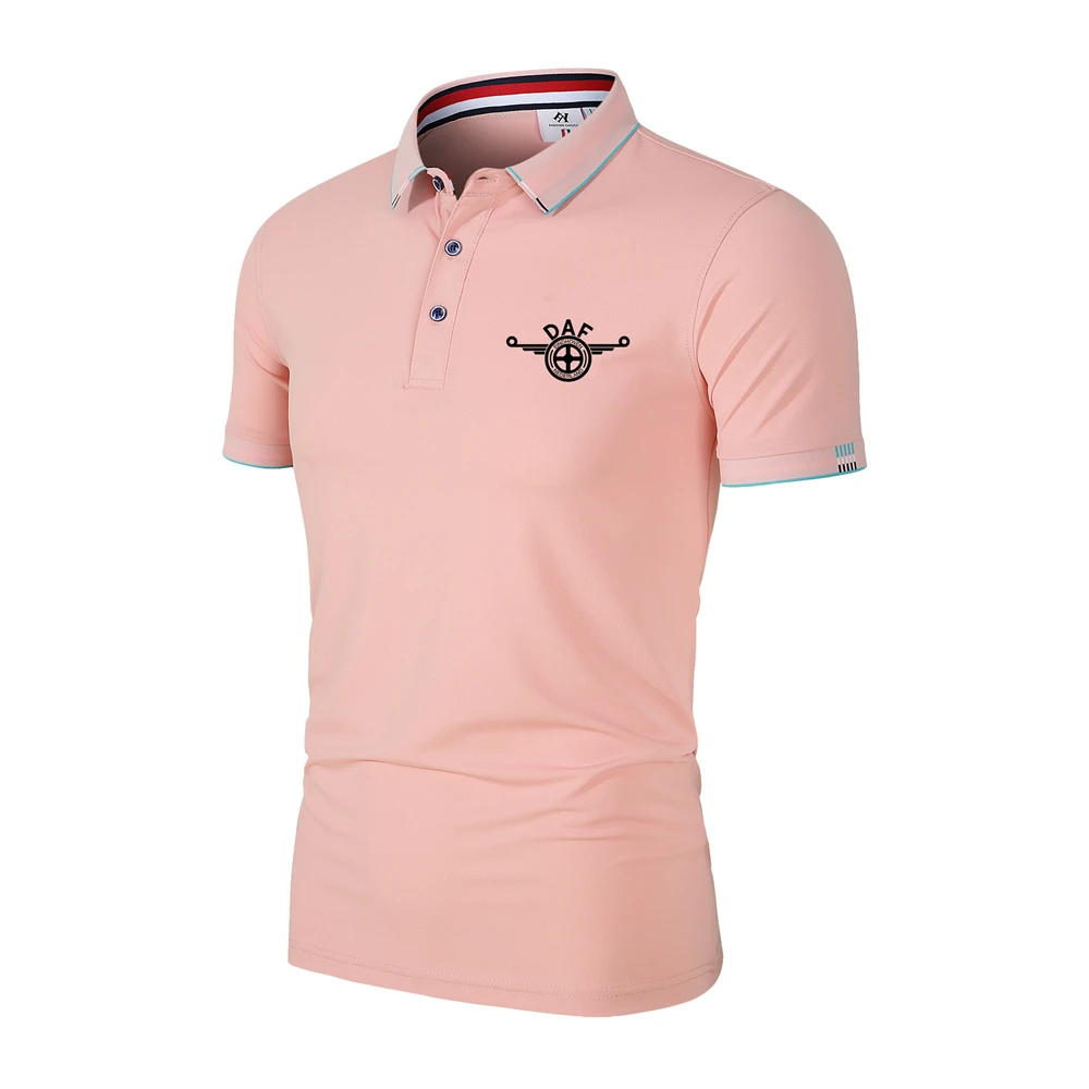 2024 Nieuwe Heren Polo Top Vandoorne 'S Automobielfabriek Daf Logo Casual Effen Kleur Business Slim Fit Flip Kraag Heren Polo Top