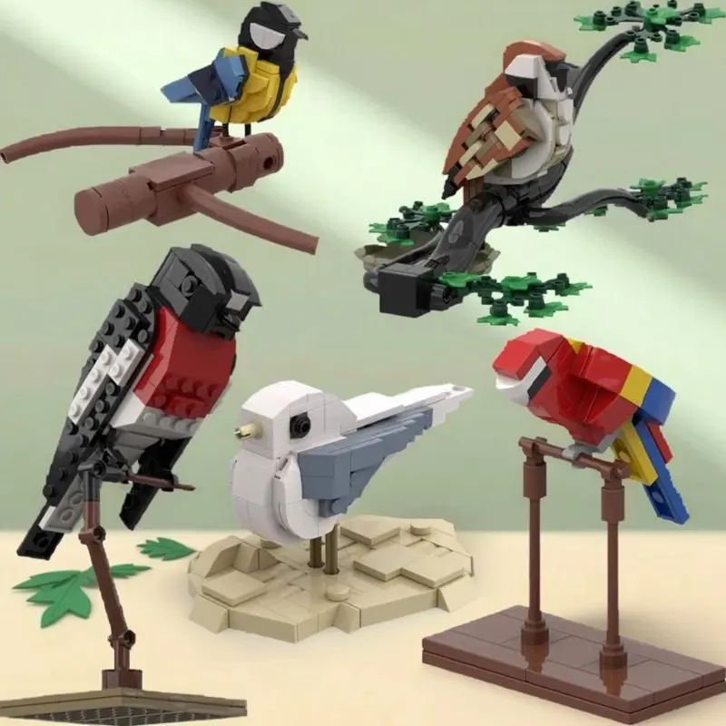 MOC Creative Parrot Seagull Mountain Sparrow Animal Series Building Blocks DIY Children's Puzzle Assembly Toys Birthday Ornament