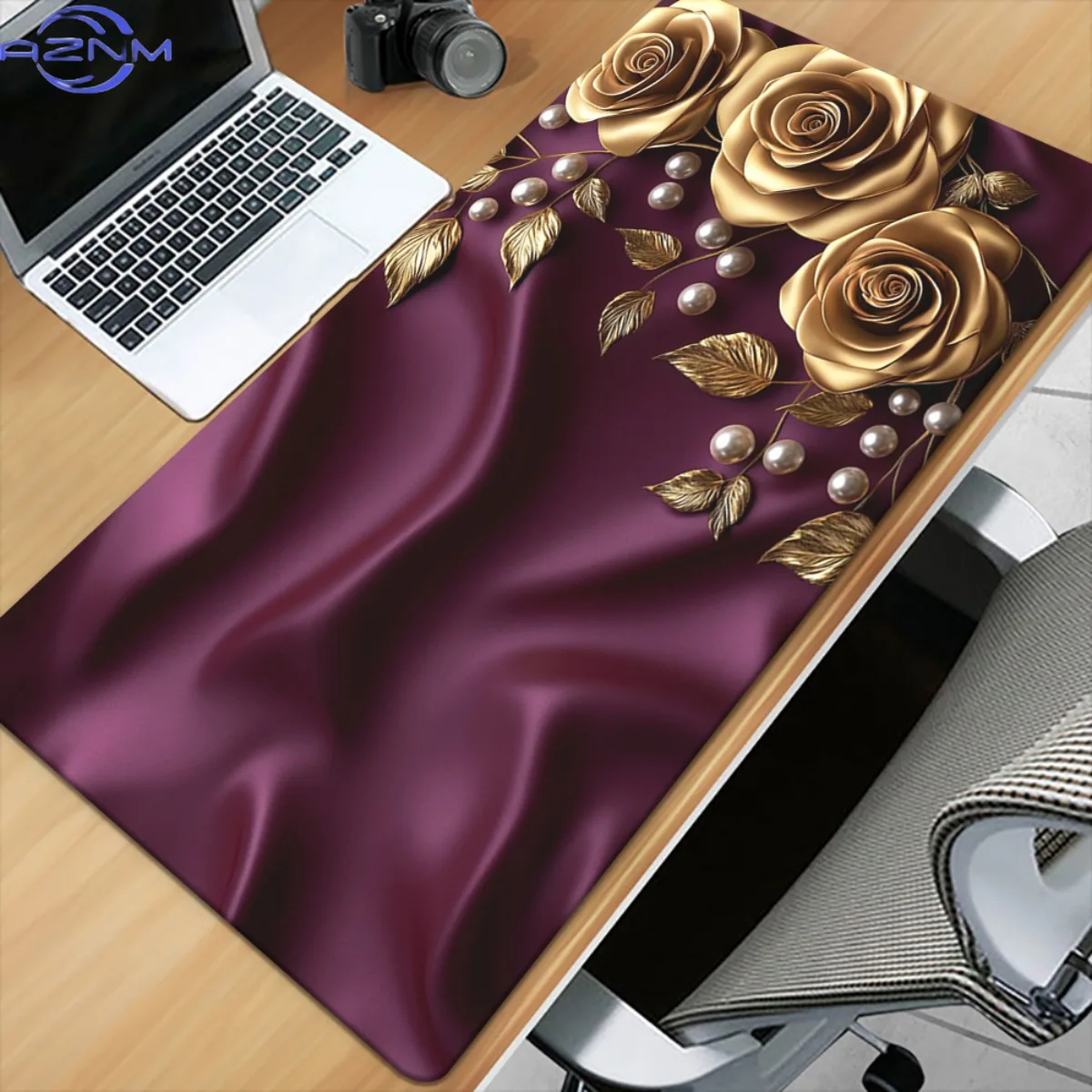 1pc, Roses on a satin - like background HD Printed Pad for Desk, Multi Functional XXL Mousepad, Keyboard Gaming Mouse Mats, Offi