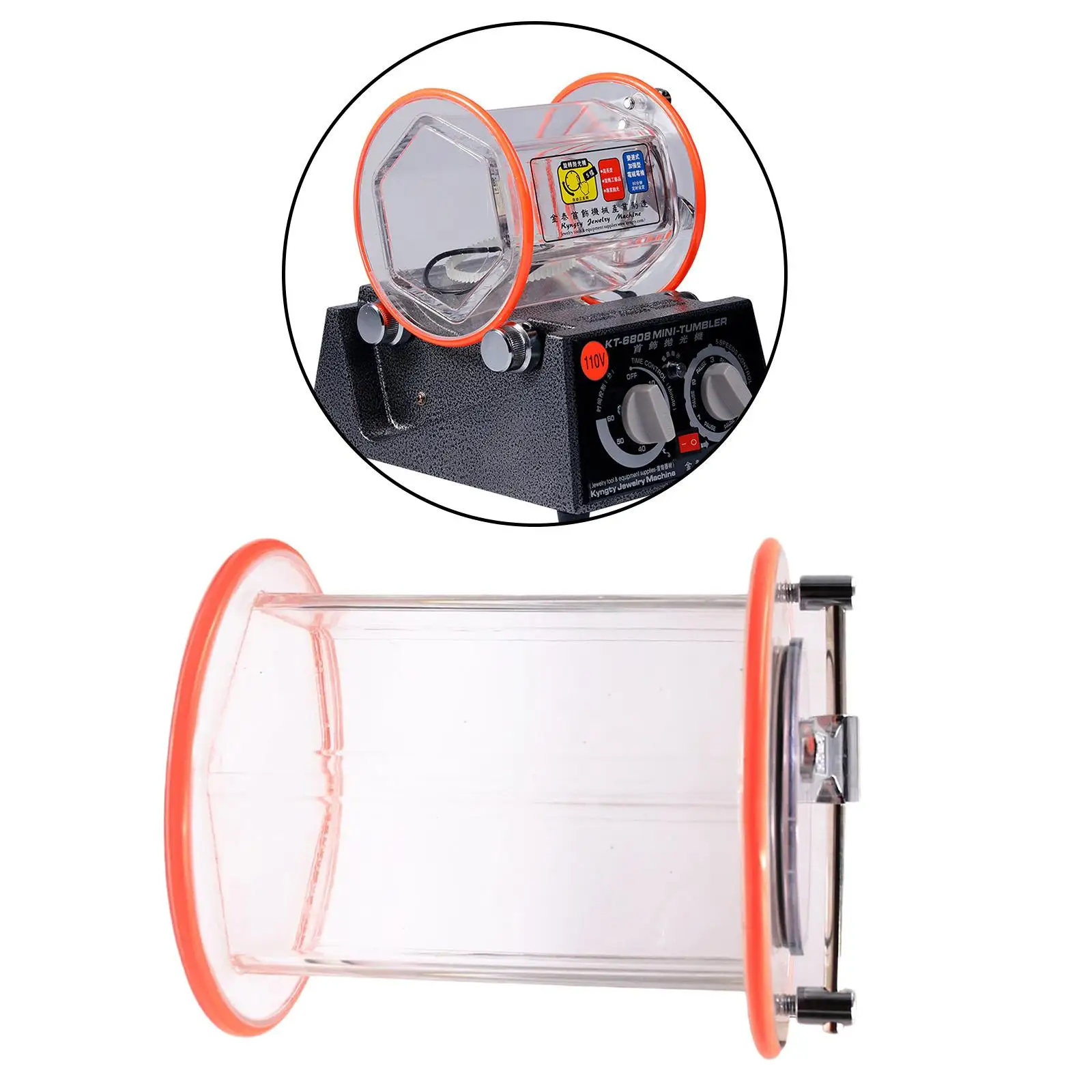 Barrel Drum for KT6808 Roller Polisher Assembly Jewelry Rotary Replacement