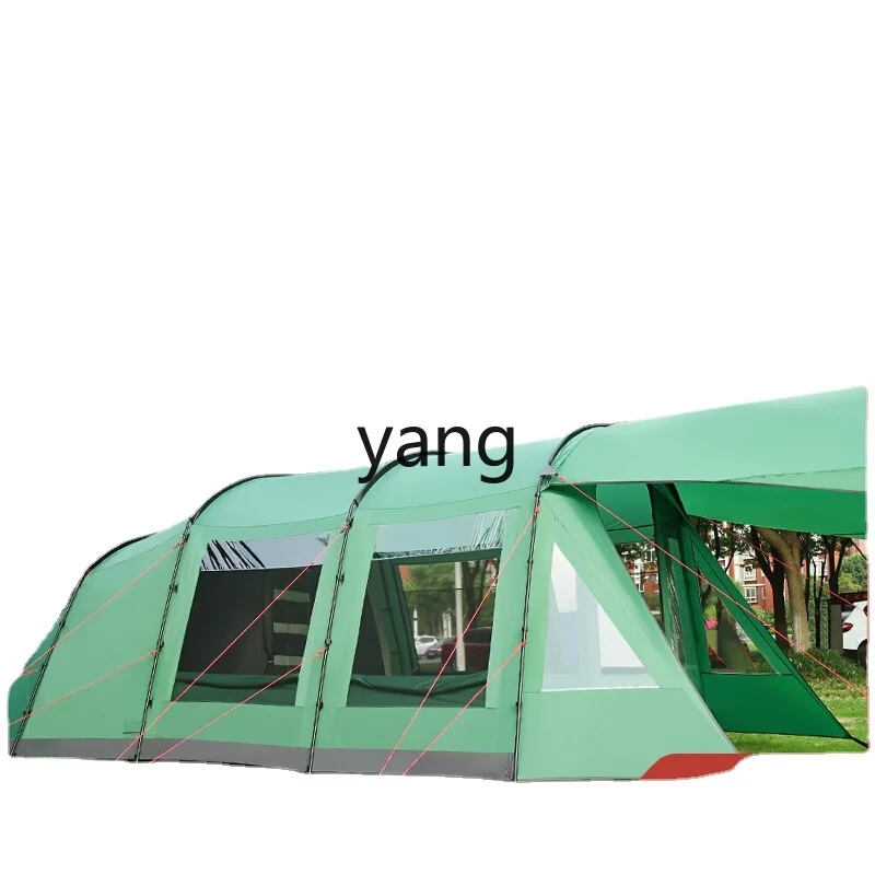 Yjq Tent Outdoor Camping Thickened Rain-Proof Camping Tent Two Bedrooms and One Living Room Extra Large Space Tunnel Tent