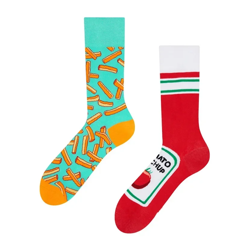 New Design Creative Irregular AB Style Unisex Socks for Men Women Cotton Funny Crew Socks Street Fashion Socks Gift Wholesale