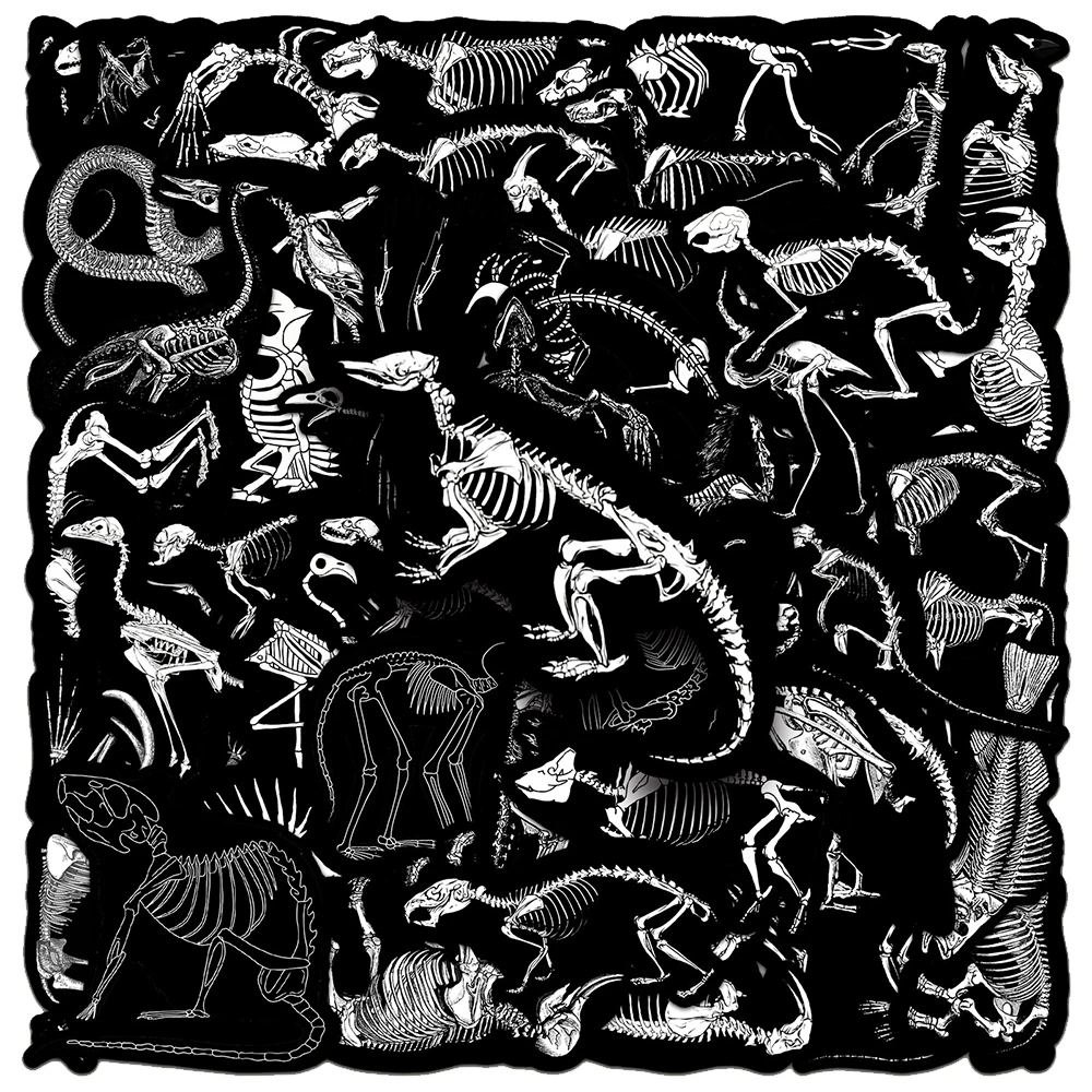 10/30/50PCS Animal Skeleton Black Stickers Cool Graffiti Decals Toys PVC Waterproof DIY Phone Bike Laptop Vinyl Sticker Packs