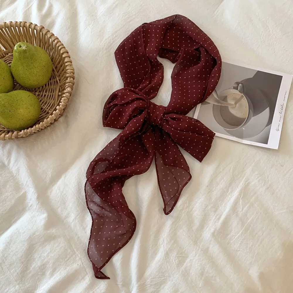 

Fashion Headband Polka Dot Scarf Chiffon Multifunction Thin Head Scarf Polka Dots Long Scarves Women