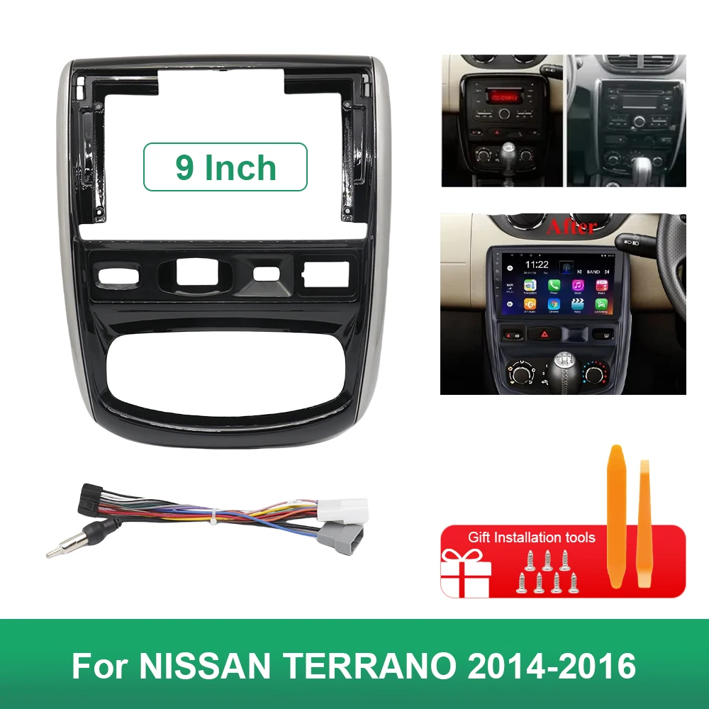 Para NISSAN TERRANO 2014-2016 Kit de tablero de Panel de Radio Fascia de coche de 9 pulgadas instalar consola Facia placa adaptadora de bisel marco de cubierta embellecedora