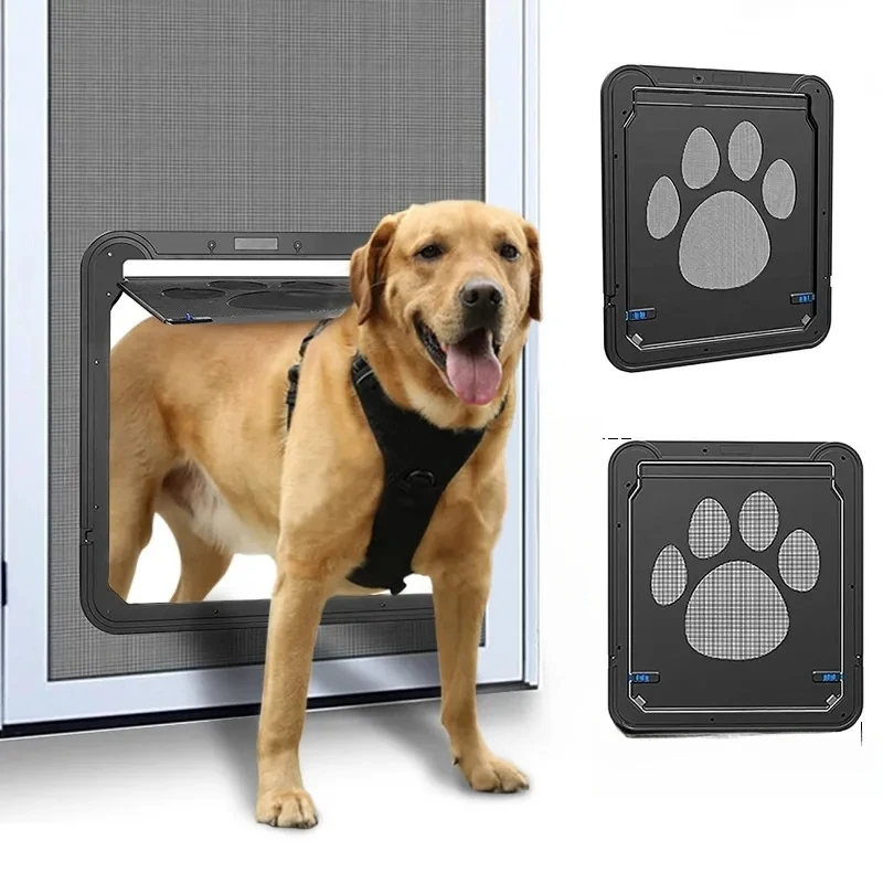 

Pet Dog Screen Door Home Pet Door Lockable Sliding Cat Screen Door Magnetic Self-Closing Screen Dog Fence Locking Function Gate