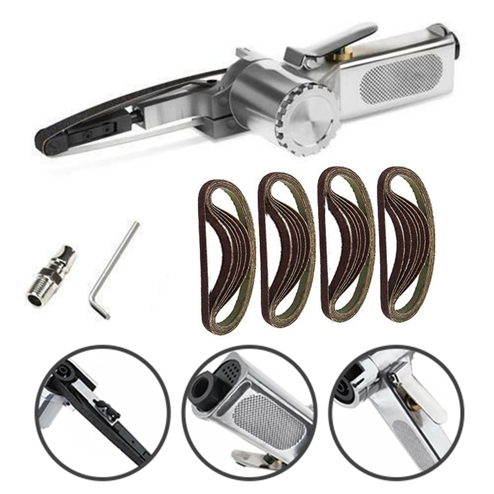 10mm 330mm Wide Air Belt Sander for Precision Detail Sanding, 16000rpm Variable Speed, Includes 50 Belts, 1/4