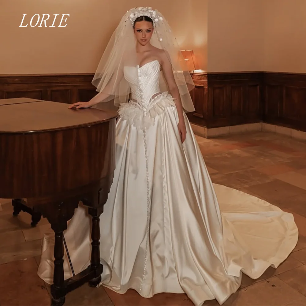 

LORIE Luxury A Line Civil Wedding Dress Gala Pleat Sweetheart Bridal Dresses Lace Engagement Wedding Gown Customized 2026