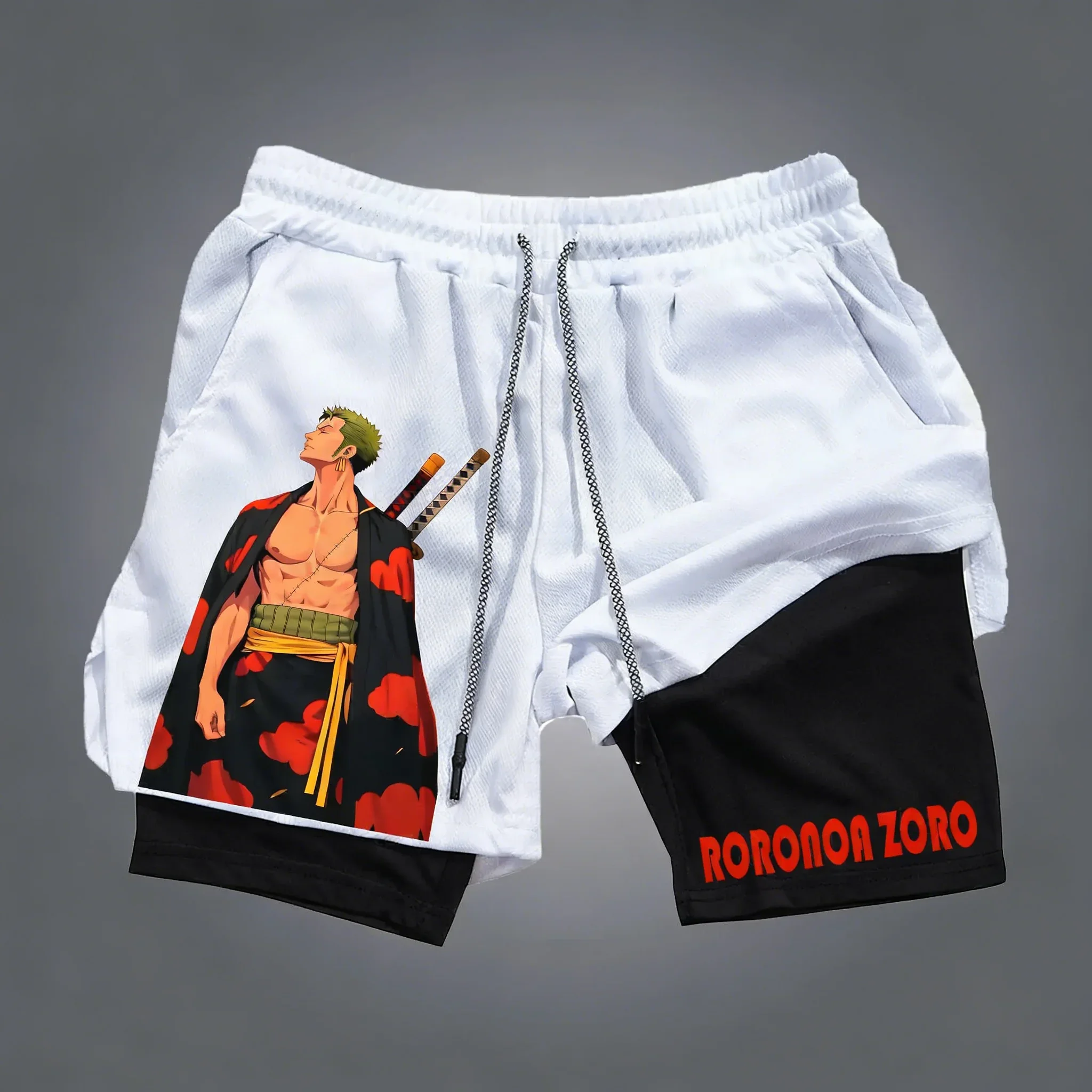 

ONE PIECE Anime Roronoa Zoro Shorts Men's Summer New Swimming Fitness Breathable Speed Drying 2-in-1 Double Layer Shorts