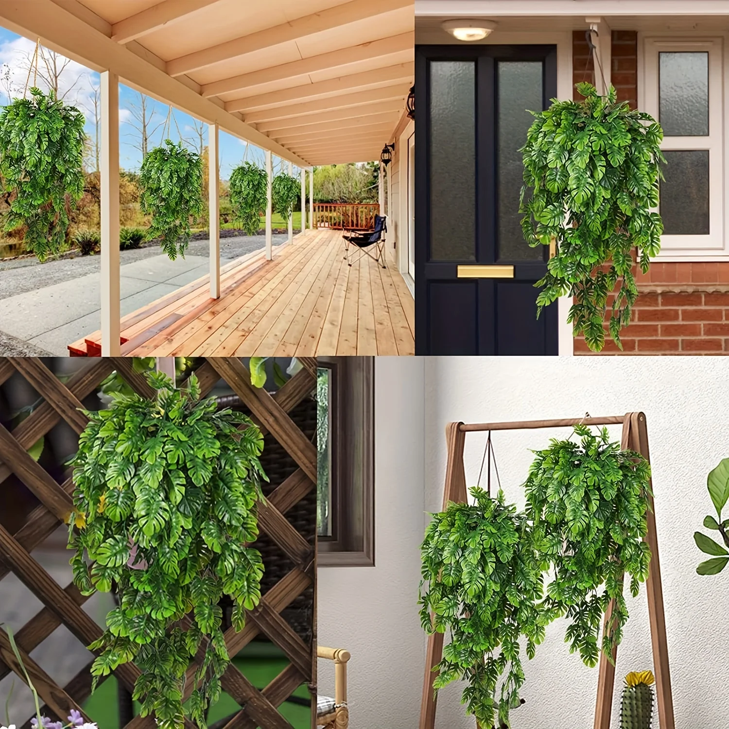 2 Stück künstliche Pflanzen, Monstera-Blattranken, grüne Hängegirlande für Wanddekoration, Hausgarten, Hochzeit, Party, Dekoration, gefälschte Pflanze – Detail 3