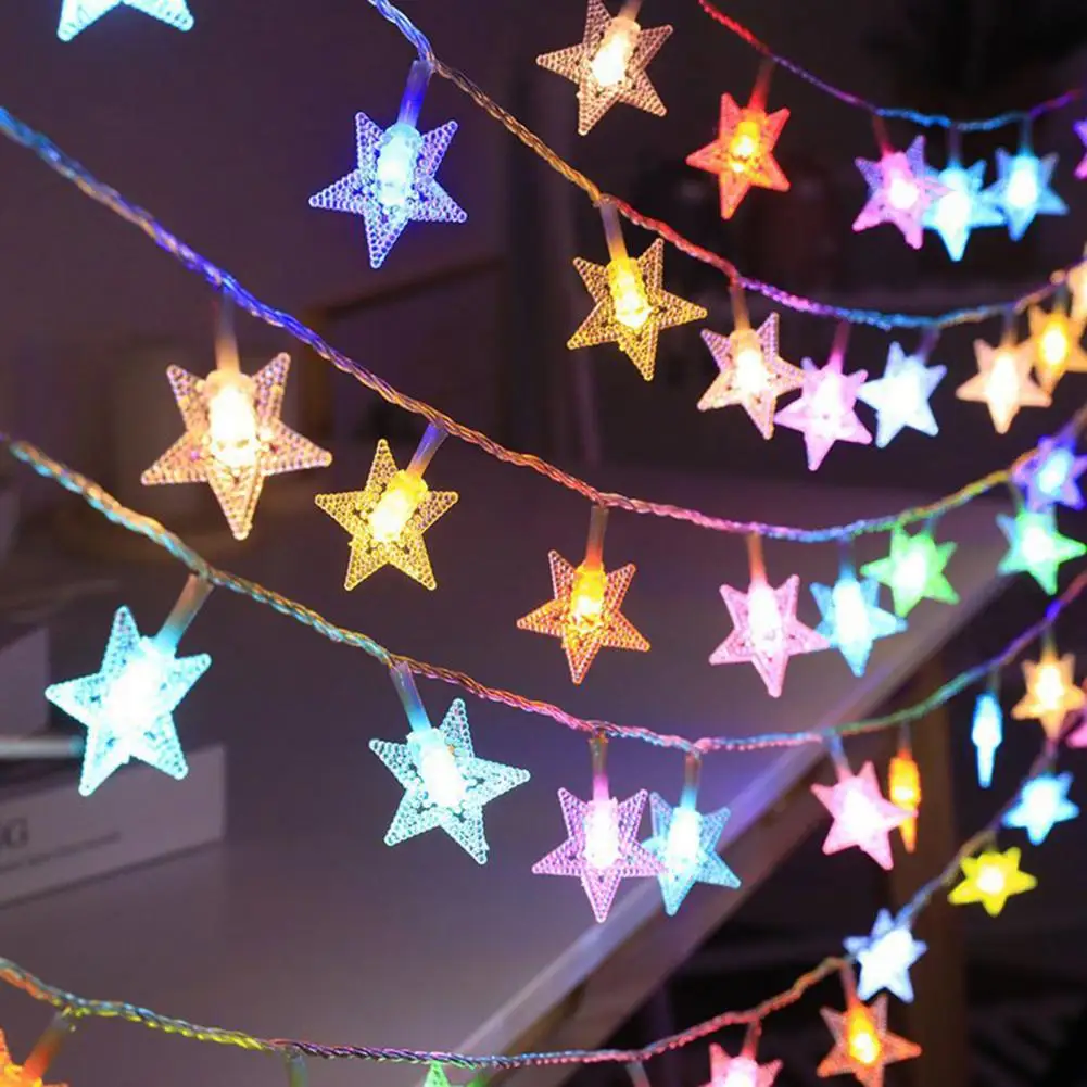 LED Star String Lights Flexible Energy-Saving Waterproof Indoor Outdoor Hanging Fairy Lights Holiday Party Home Decoration