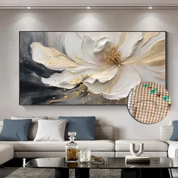 White Flowers Diy 5d Diamond Painting Cross Stitch Kits Diamond Embroidery Still Life Plant 3d Large Art