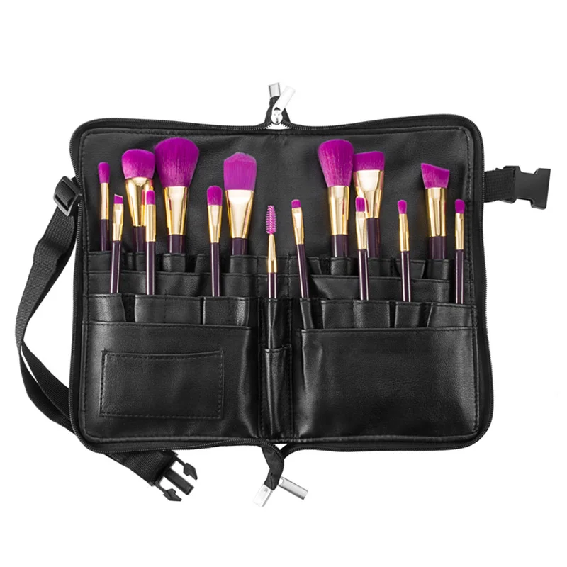 1PC PU Leather Pet Scissors Waist Bag Large Capacity Cosmetic Makeup Brush Bag with Belt for Professional Makeup Artists