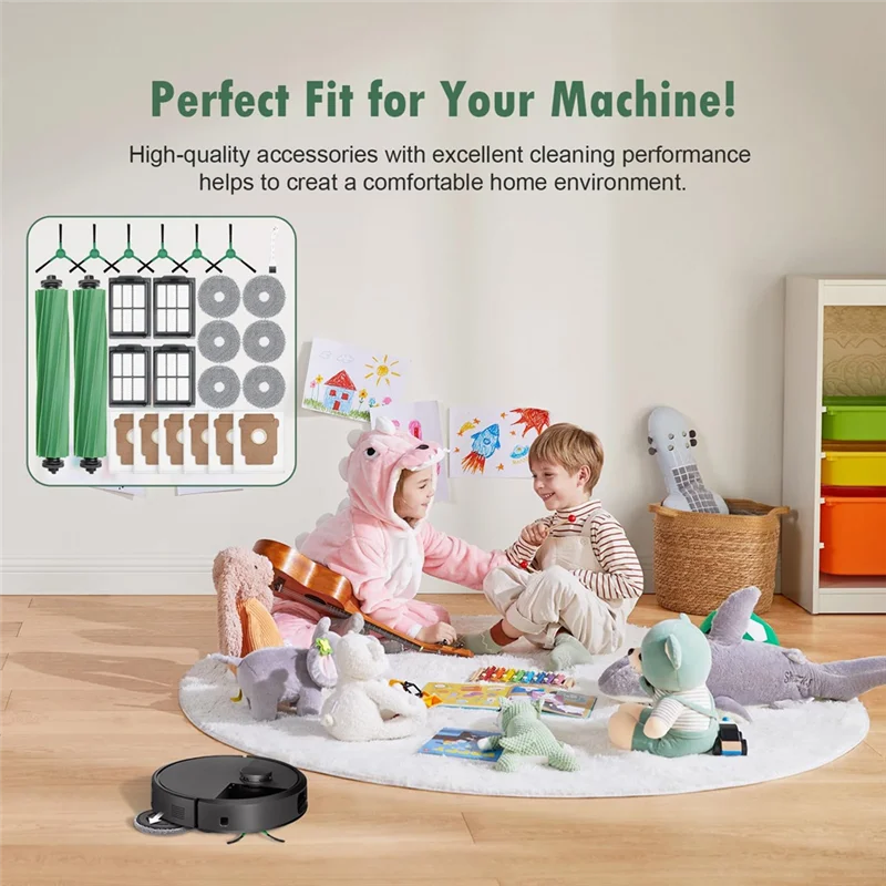 ABZA-Kit لـ Irobot Roomba Plus 405 Combo/505 Combo مجموعة الفرش الرئيسية، كيس الغبار وحزمة ملحقات وسادة الممسحة