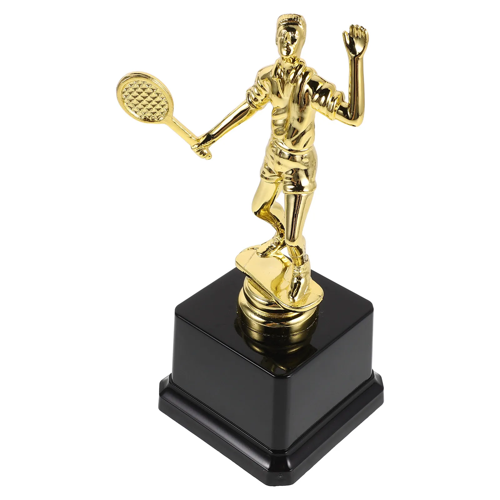 

7 Inch Elegant Gold Plastic Trophy Ornament Badminton Tennis Racket Design Small Trophy for Sports Awards Kids Adults Table
