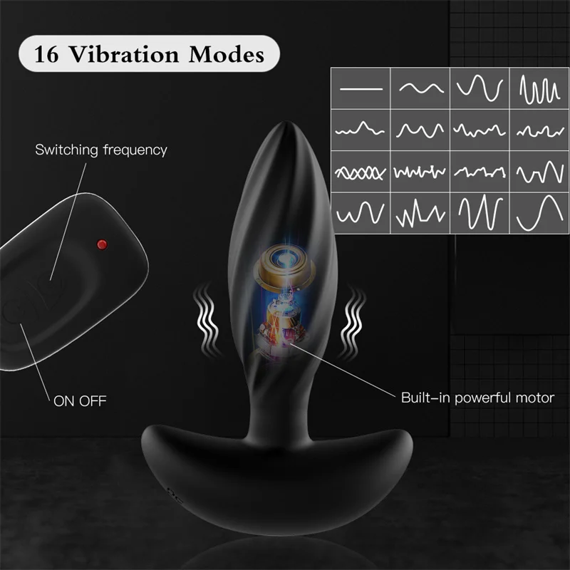 Remote Control Anal Plug Vibrator 16 Vibration Modes Silicone Butt Plug Anal Sex Toy For Men Women Prostate Massager Low Noise