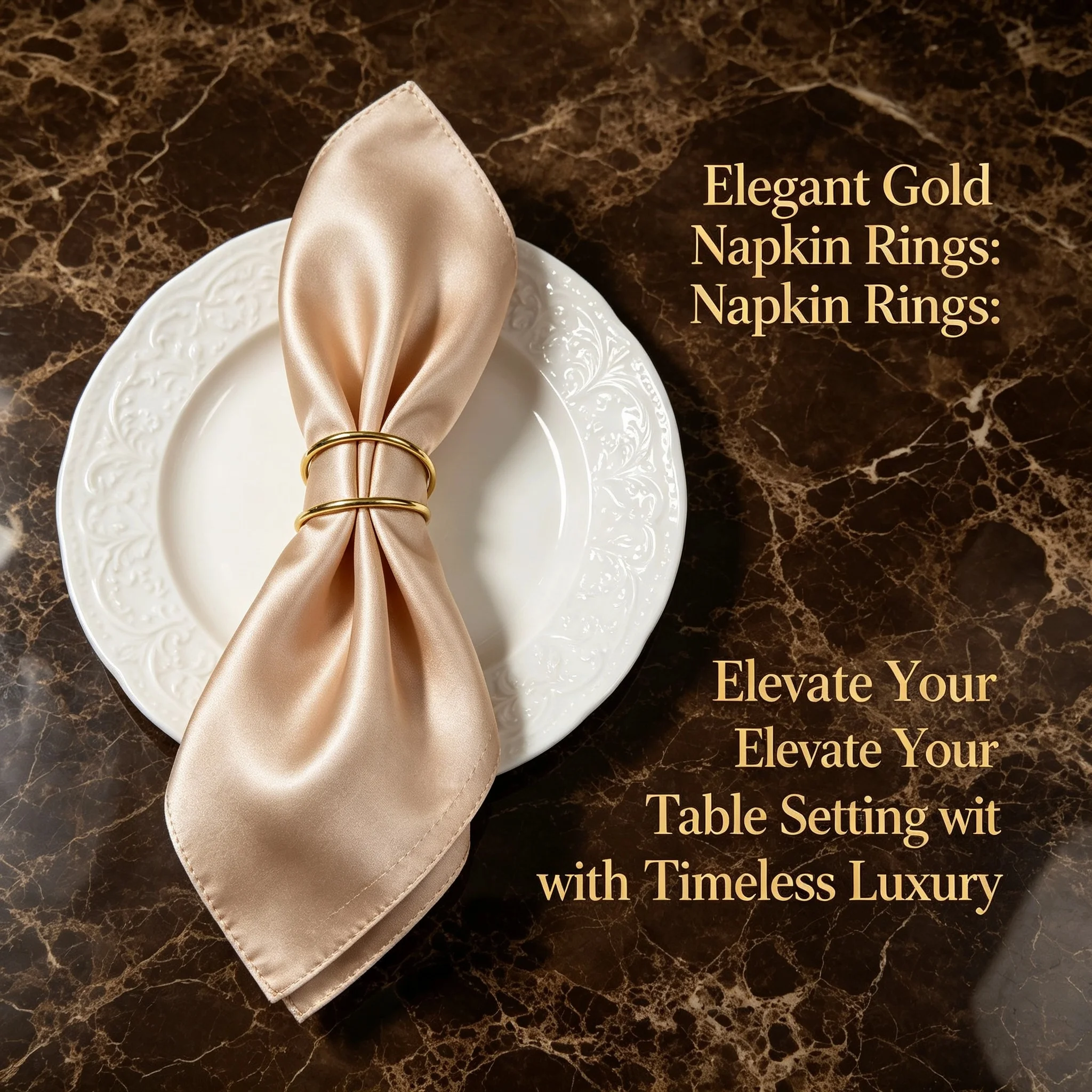 20pcs Golden Napkin Rings Simple Tablecloth Napkin Holders Modern Decorative Wedding Gift Set  Christmas Dinner Table Decoration