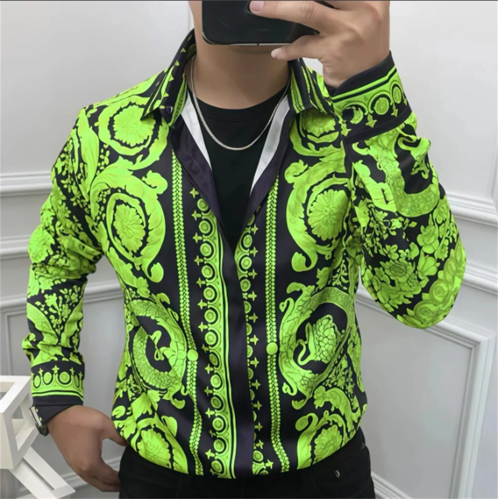 Summer Luxury Mens Button Down Shirts Royal Mens Shirts Casual Slim Fit Soft Smooth Fashion Large Size Luxury Party Shirts