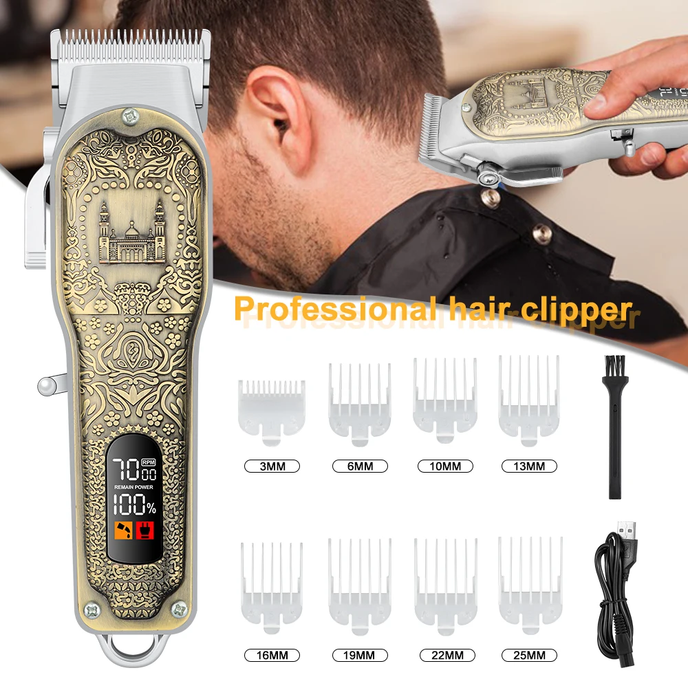 

Professional Hair Trimmer Rechargeable Hair Clipper For Barber Men Electric Beard Shaver Hair Cutting Machine