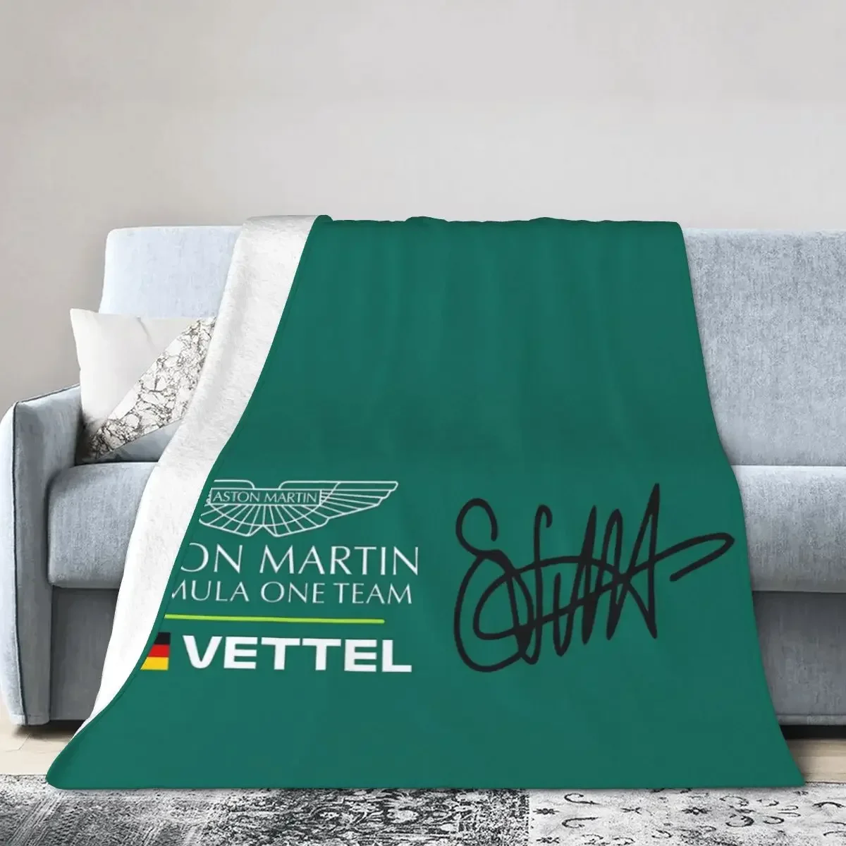 Flannel Throw Blanket Sebastian Vettel Aston Martin F1 Blankets Soft Bedding Warm Plush Blanket for Bed Picnic Travel Home Sofa