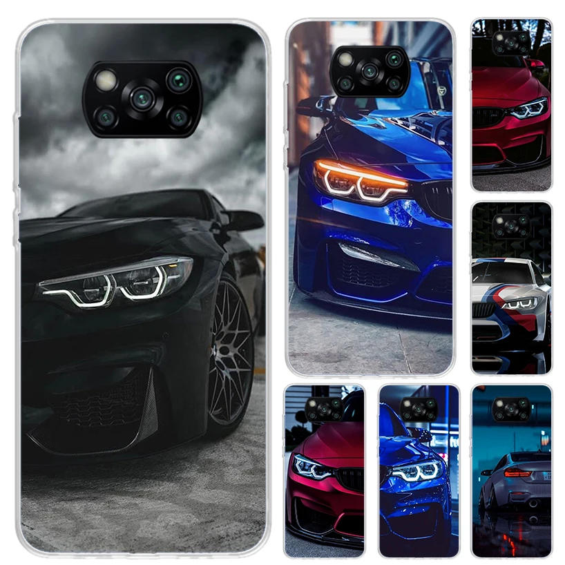 Blue Red Car for B-Bmw Phone Case for Xiaomi Poco X6 X5 X4 X3 Nfc F6 F5 F4 GT F3 F2 Pro F1 M5S M4 M3 5G Soft Funda Print Shell