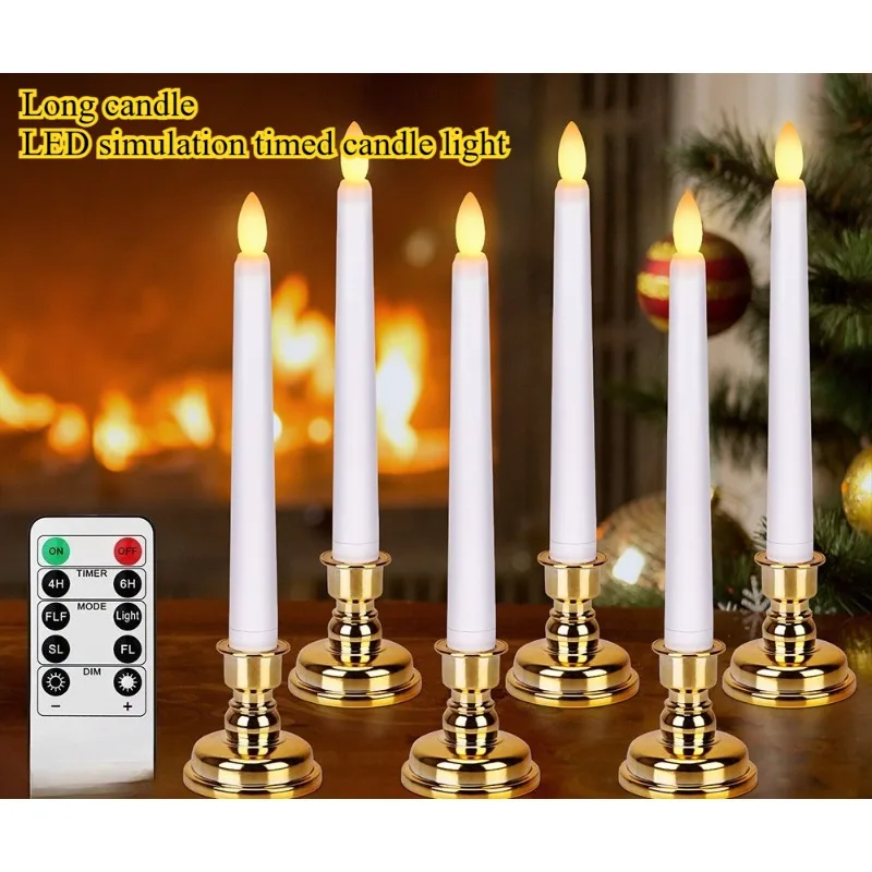 

LED Remote Control Electronic Candle Light Plastic Simulation Long Pole Candle Christmas Party Home Decoration Supplies