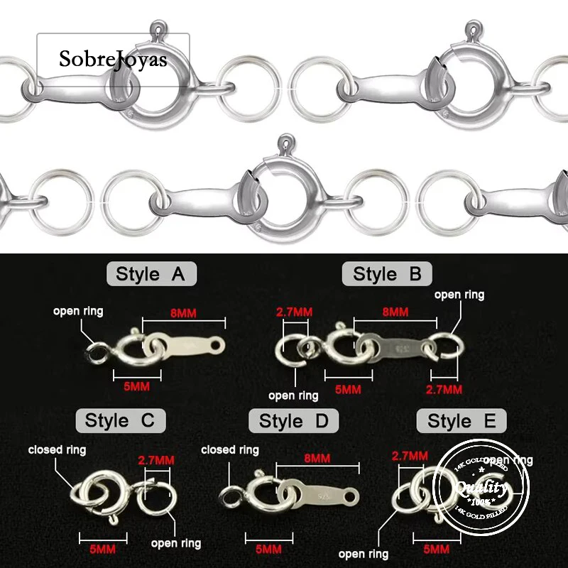 

Пружинные застежки для колец, стерлинговое серебро 925, пружинные застежки для колец, кольца для прыжков, бирки, комбинация, подходящая для ожерелья, ювелирных изделий