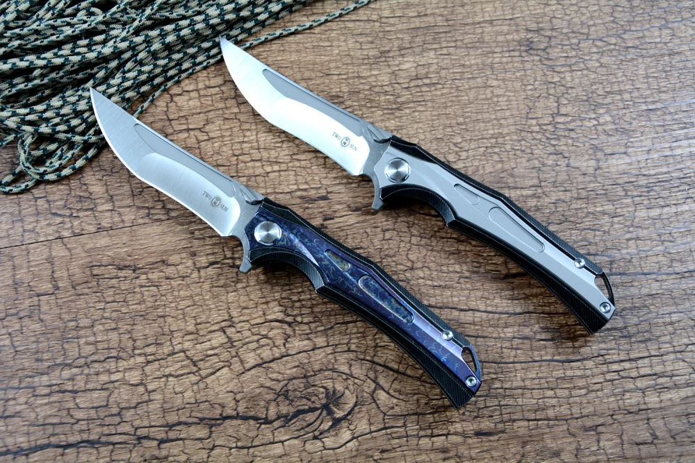 Two Sun M390 Blade Titanium Alloy Handle Folding Gift Pocket Knives Outdoor Camping Hunting Collection TS285