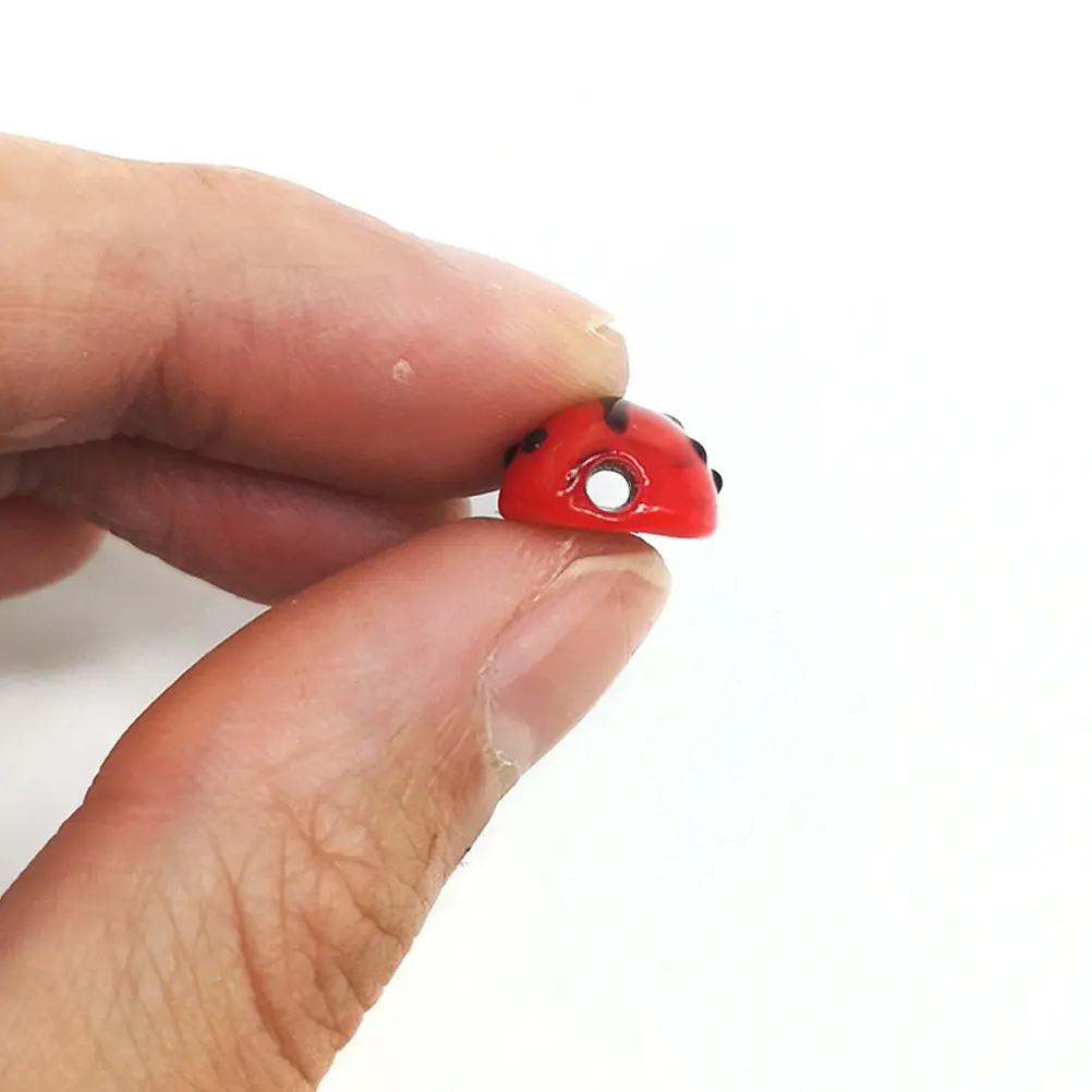 

50Pcs Ladybug Shaped Craft Beads DIY Jewelry Making Supplies Handmade Beads for Bracelets Necklaces Dream Catchers Ornamental