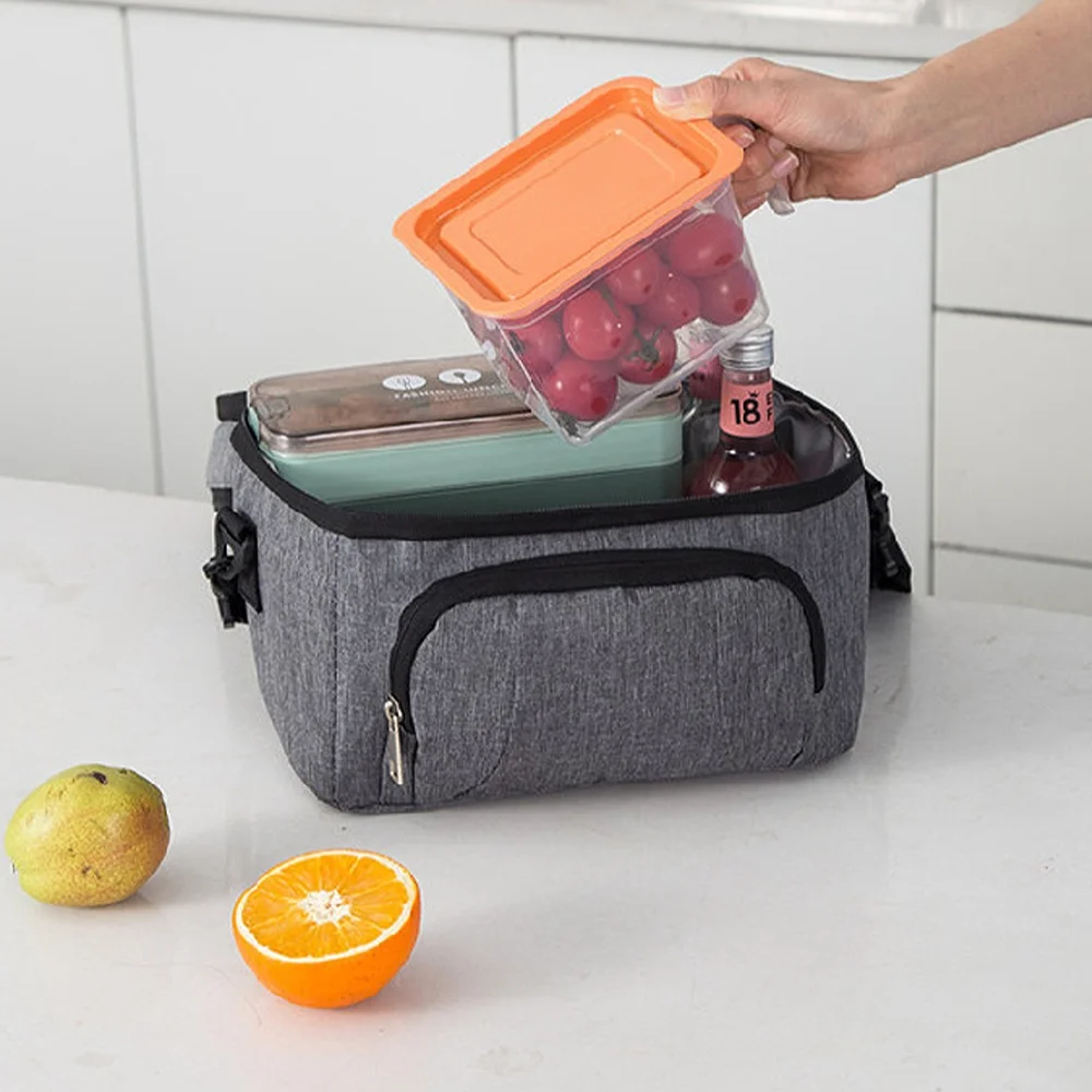 Insulated Lunch Bag For Men Women Cooler Bags Outdoor Picnic Bag Waterproof Fresh Keeping Lunch Box With Shoulder Strap