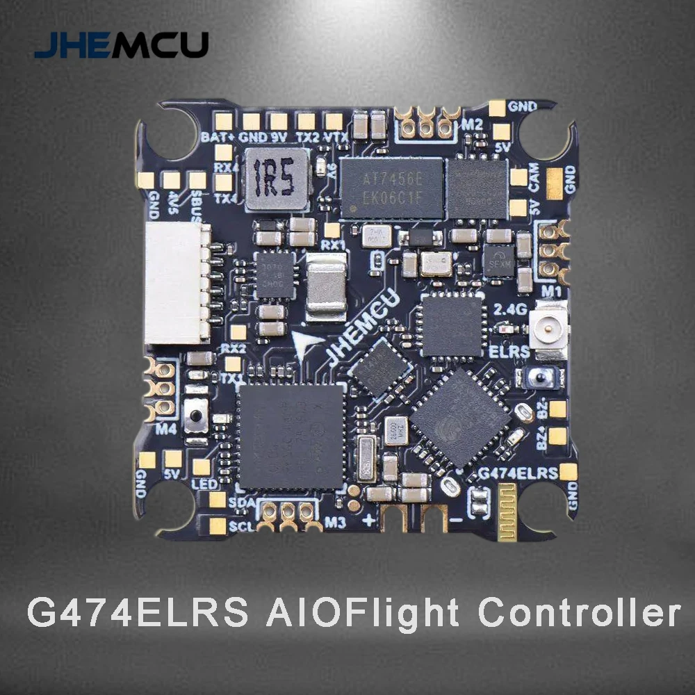 

JHEMCU G474ELRS AIO Контроллер полета 2,4G Приемник Встроенный OSD 8 МБ Черный ящик 1-2S 25x25 мм для RC FPV Freestyle Drone 5
