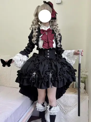 Conjunto de vestido victoriano gótico de Lolita estilo Punk Y2k vestidos de fiesta de noche Vintage elegante Cosplay Anime traje de tres piezas para mujer