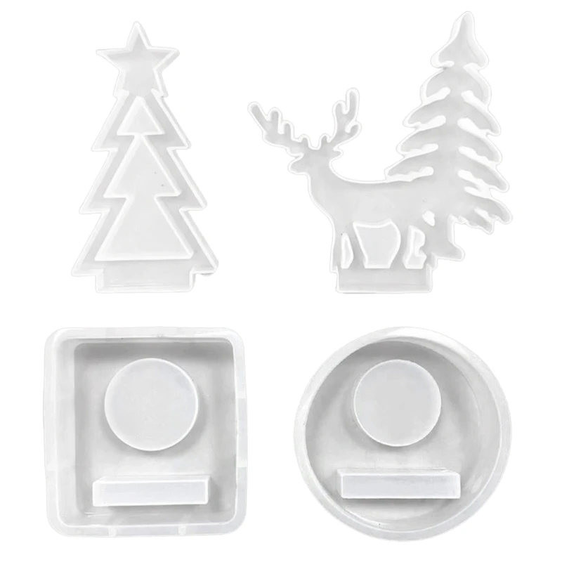 2 Pieces Silicone Candlestick Holder Molds Set for Christmas Decoration Crafting Dropsale