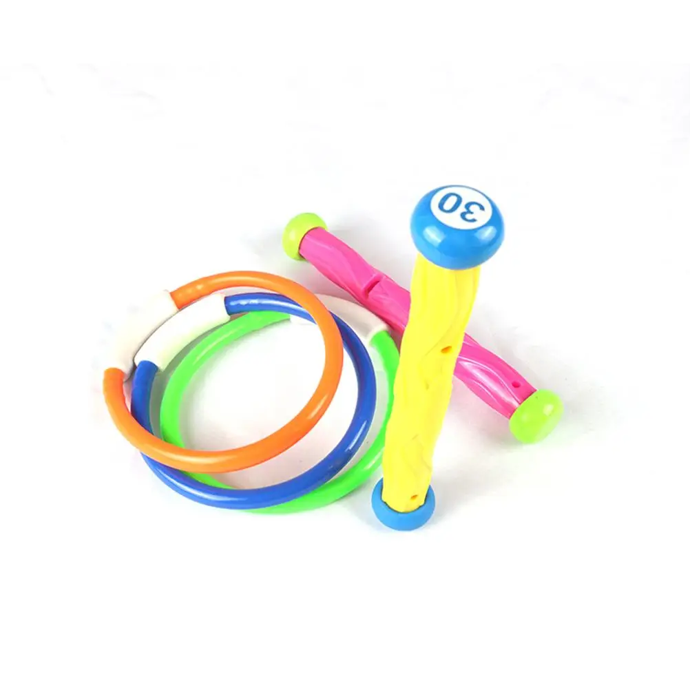 

5 pcs Diving Toys Rings Sticks Kids Random Color Premium Plastic Safe Swimming Pool Play Underwater Game Fun