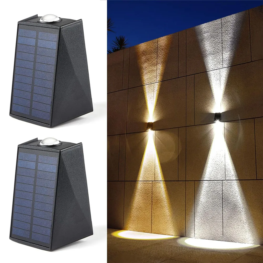 

Nice Solar Wall Light Up And Down Outdoor Waterproof Garden Decor Lighting Solar Power Wall Lamp For Porch Fence Rgb Warm