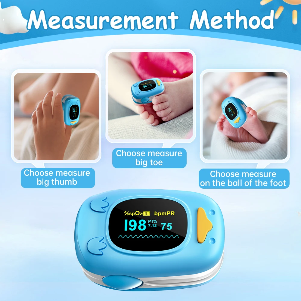 HealthTree Baby Pulse Oximeter Pediatric Oximetro De Dedo Pulsioximetro for Kid Child Children Night OLED Screen Health Care