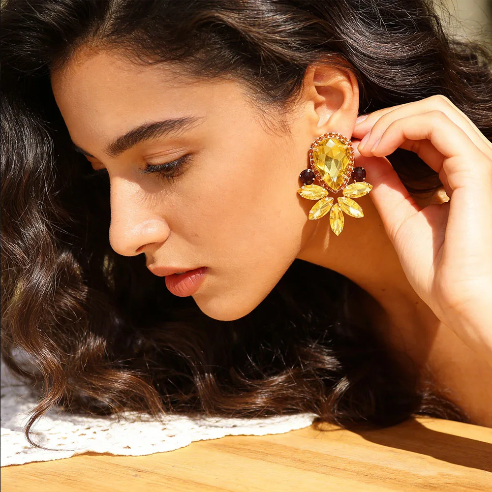 

Luxury, all crystal glass earrings, goddess banquet, presidential earrings, ladies' jewelry