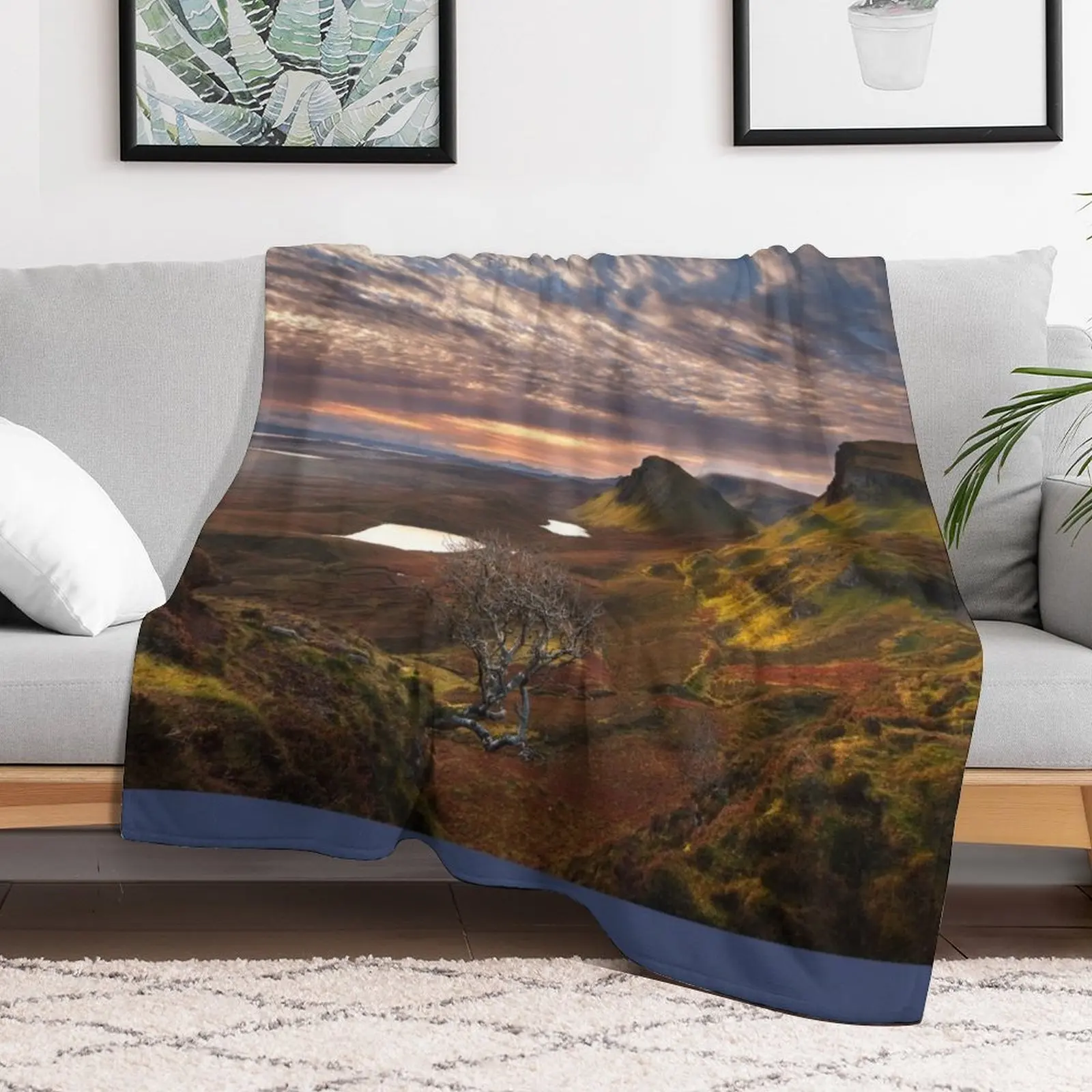 Quiraing Sunrise Trotternish Isle of Skye Scotland. Throw Blanket Easy Care Comfortable Blanket for Couch
