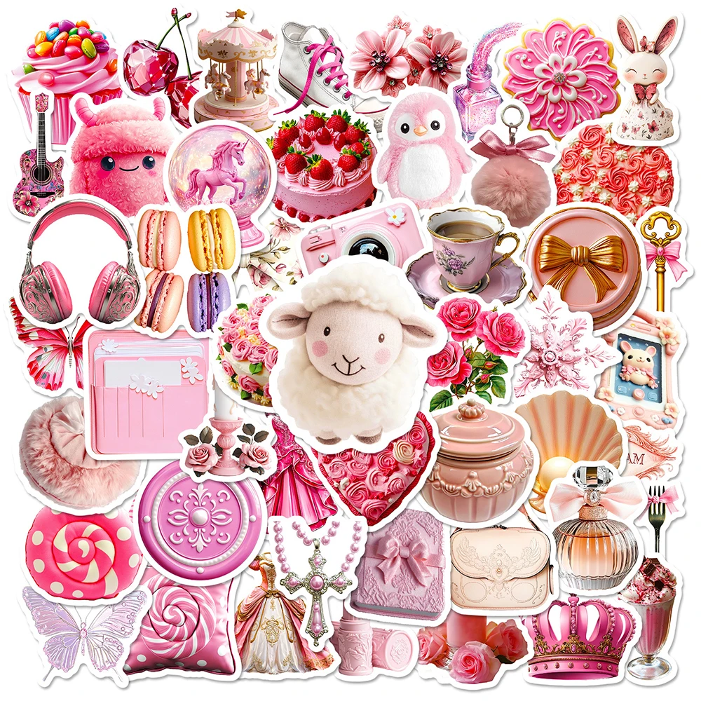 

10/30/50pcs Cute Pink Cartoon Aesthetic Stickers DIY Skateboard Notebook Luggage Phone Car Waterproof INS Graffiti Sticker Packs