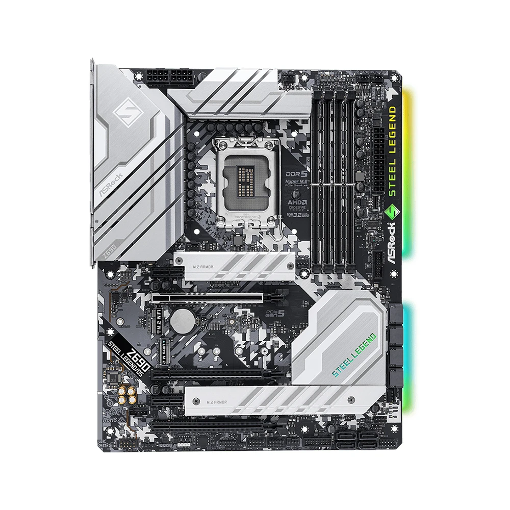 ASRock Z690 STEEL LEGEND/D5 Motherboard LGA 1700 Support i9-14900KF i7-12700K i5-12400F CPU 4xDDR5 M.2 PCIe 5.0 ATX INTEL Z690