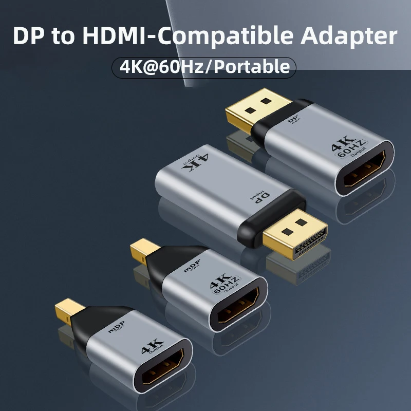 

DisplayPort to HDMI-Compatible Adapter 4K@60Hz DP Male to Female HDMI-Compatible Converter for PC Laptop Projector Monitor