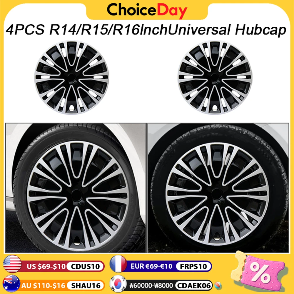 

4PCS Hubcap R14 R15 R16 Inch Universal Wheel Cover Replacement Hub Caps Wheel Rim Cover PP Tire Accessories Snap On SUV Truck