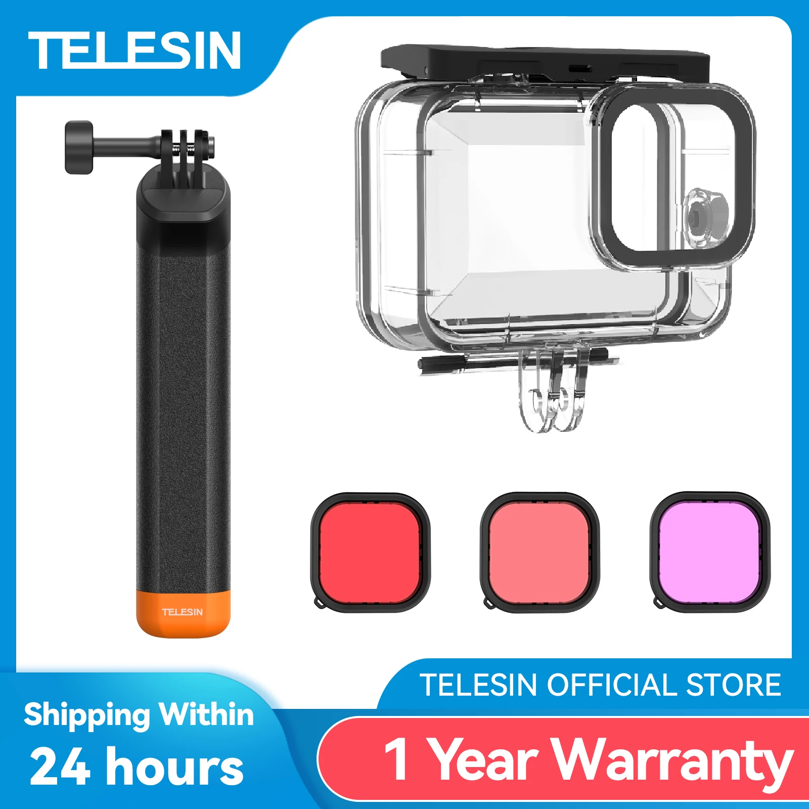 TELESIN Custodia Protettiva Semiaperta Per GoPro Hero 9/10/11/12 E Insta360 Ace – EVA Leggera, Con Cerniera Per Selfie Stick TELESIN Custodia Protettiva Semiaperta Per GoPro Hero 9/10/11/12 E Insta360 Ace – EVA Leggera, Con Cerniera Per Selfie Stick